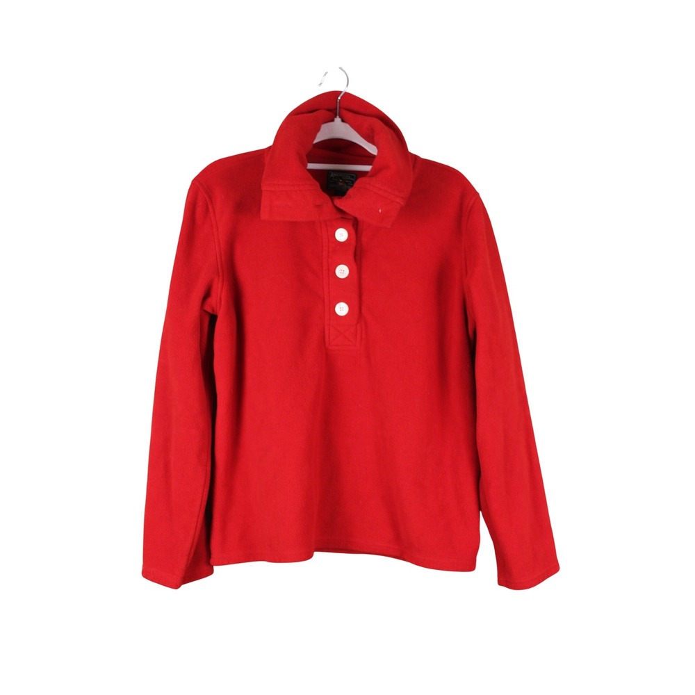 American Living Corpcore Athleisure Red Fleece Henley Roll Neck Pullover Top XL